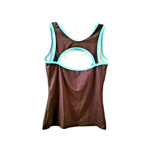 ANATOMIE Athletic Set Tank Capri Leggings Sz Small Brown Turquoise Trim Yoga - Picture 4 of 9